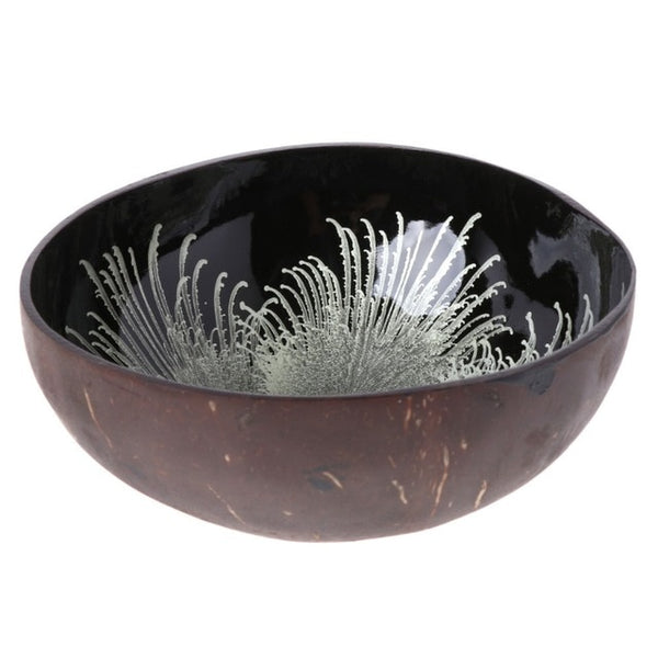 wooden bowl black and silver