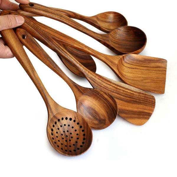 Kochset aus Teakholz