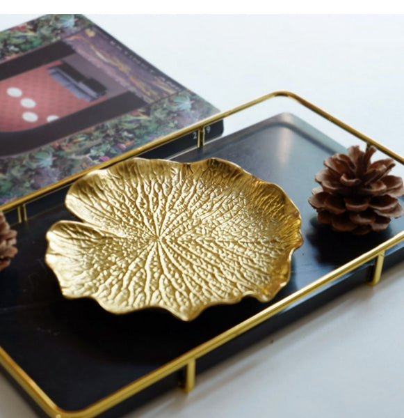 Brass Leaf Gold Snack Tray