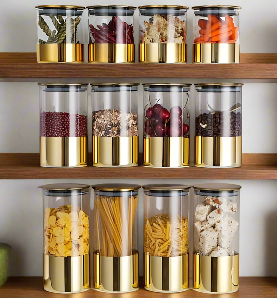 Golden Lid Glass Jar