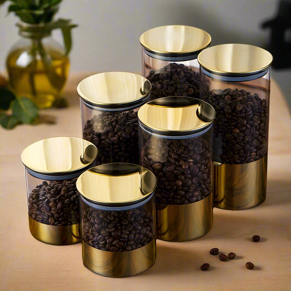 Golden Lid Glass Jar