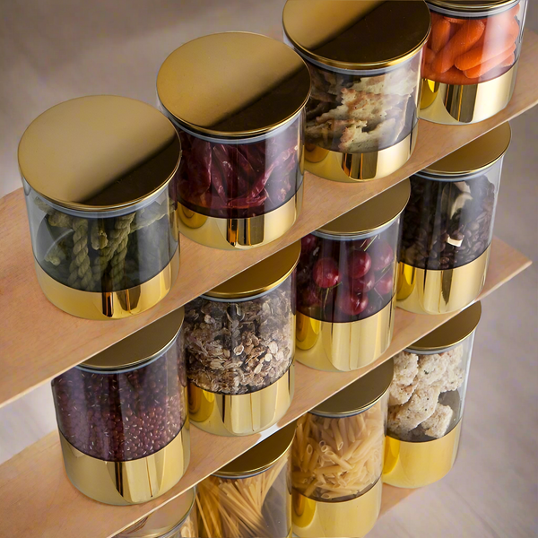 Golden Lid Glass Jar