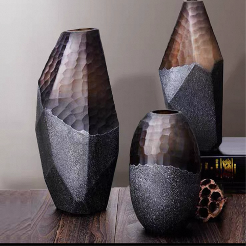 Hammered Geometric Glass Vase