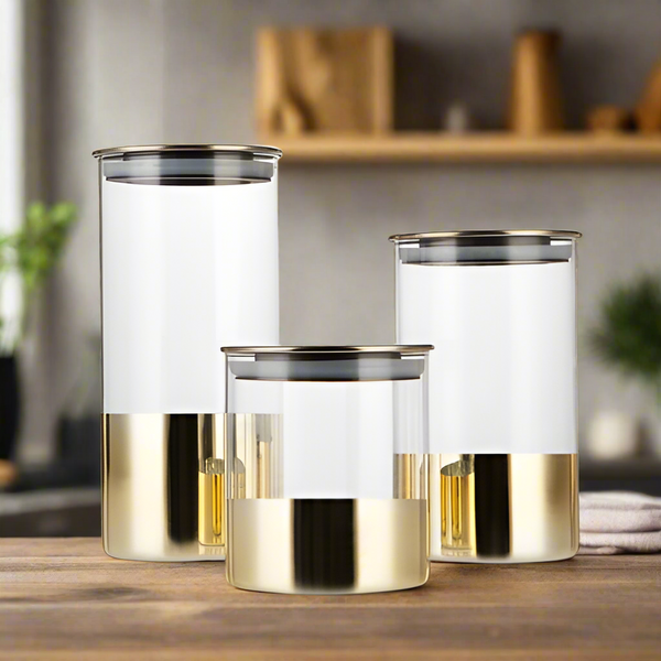 Golden Lid Glass Jar