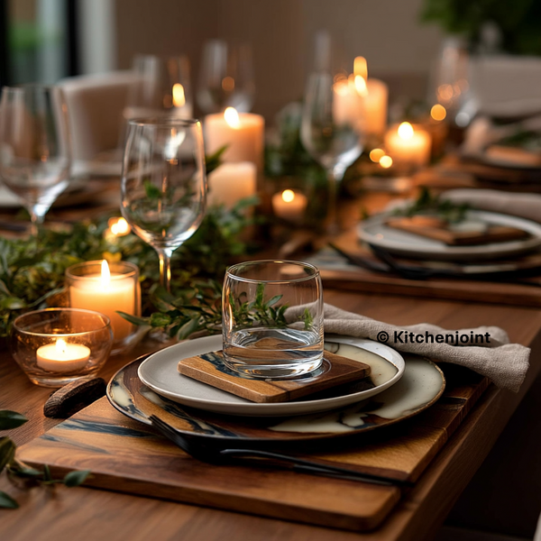Marmor-Gold-Untersetzer-Set