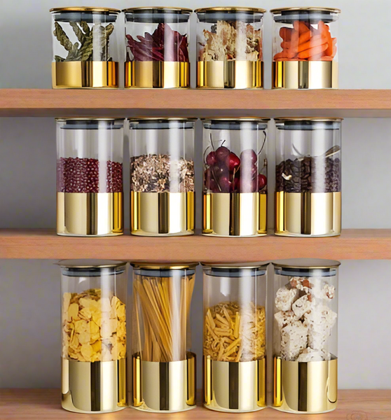 Golden Lid Glass Jar
