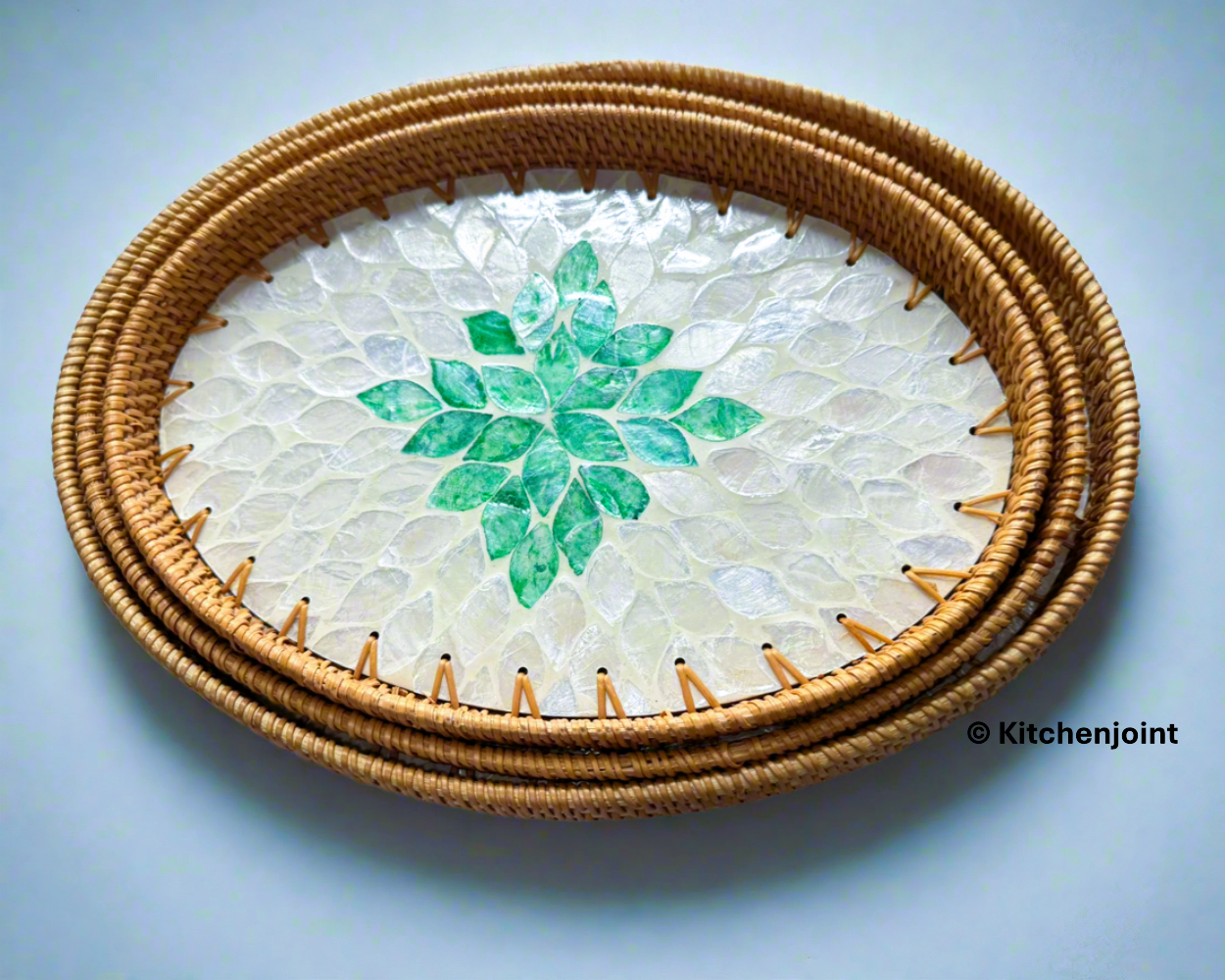 Emerald Rattan Tray Set