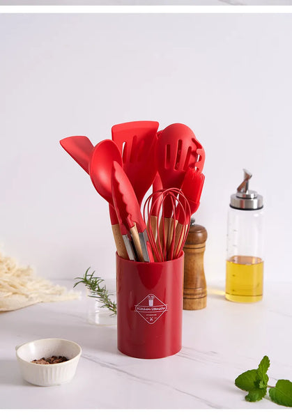 Ensemble de cuisine en bois et silicone