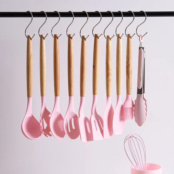 Ensemble de cuisine en bois et silicone