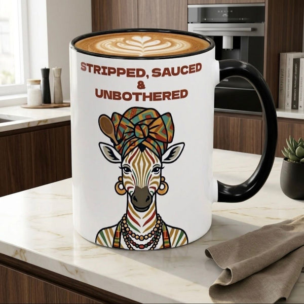 Striped, Sauced & Unbothered Zebra Mug