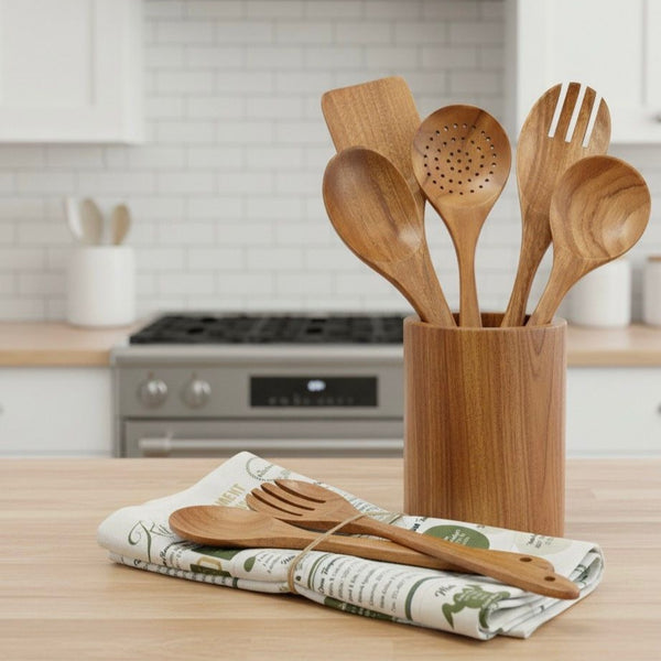 Kochset aus Teakholz