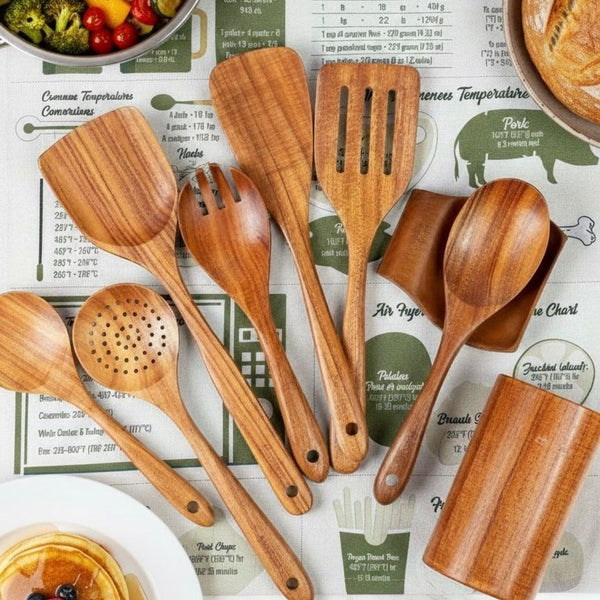 Kochset aus Teakholz