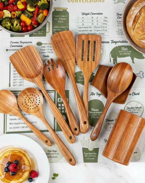 Kochset aus Teakholz