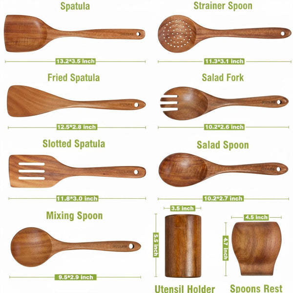 Kochset aus Teakholz