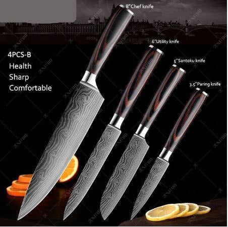 Kitchen Knife Set 5 inch 7 inch 8 inch Stainless Steel Chef Knives Damascus Laser Japanese Knives Utility Slicing Butcher Knife Chinese Meat Cleave