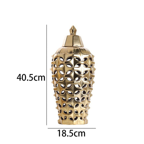 Pot de gingembre perforé doré