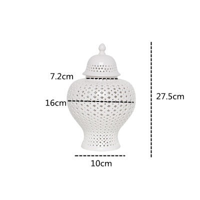 White ceramic ginger jar, small size: 27.5 cm tall, 16 cm wide, 10 cm base