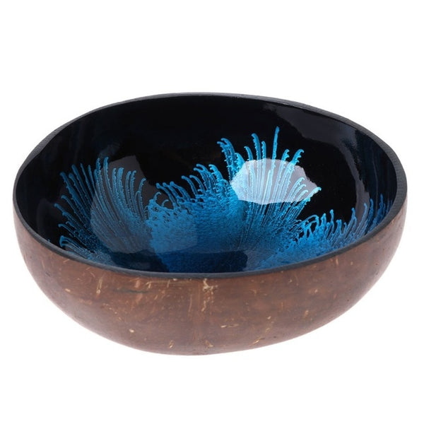 blue wooden bowl