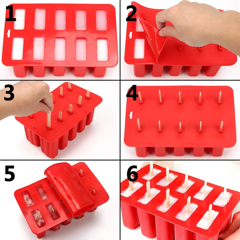 12 Cavities Silicone Popsicle Molds for Kids Adults Food Grade