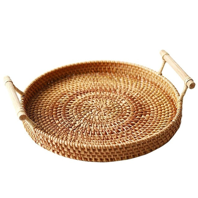 Korbgeflecht-Rattan-Tablett