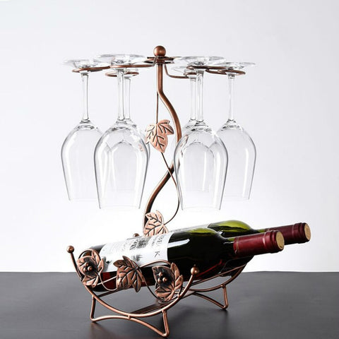 Maple Leaf Wine Rack with Glass Holders