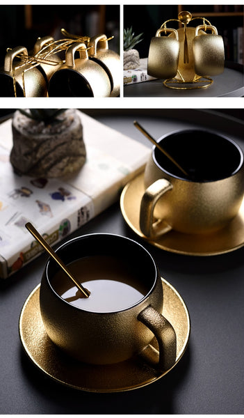 Ensemble tasse à café et soucoupe en or arabe