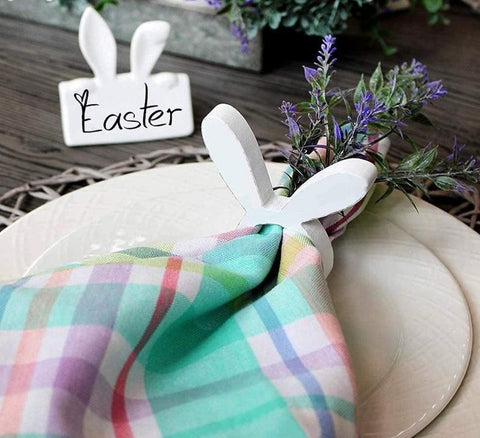 Ensemble de ronds de serviette en forme de lapin de Pâques