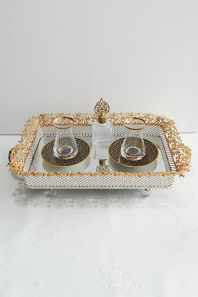 Glazed Gold Mirror Tray