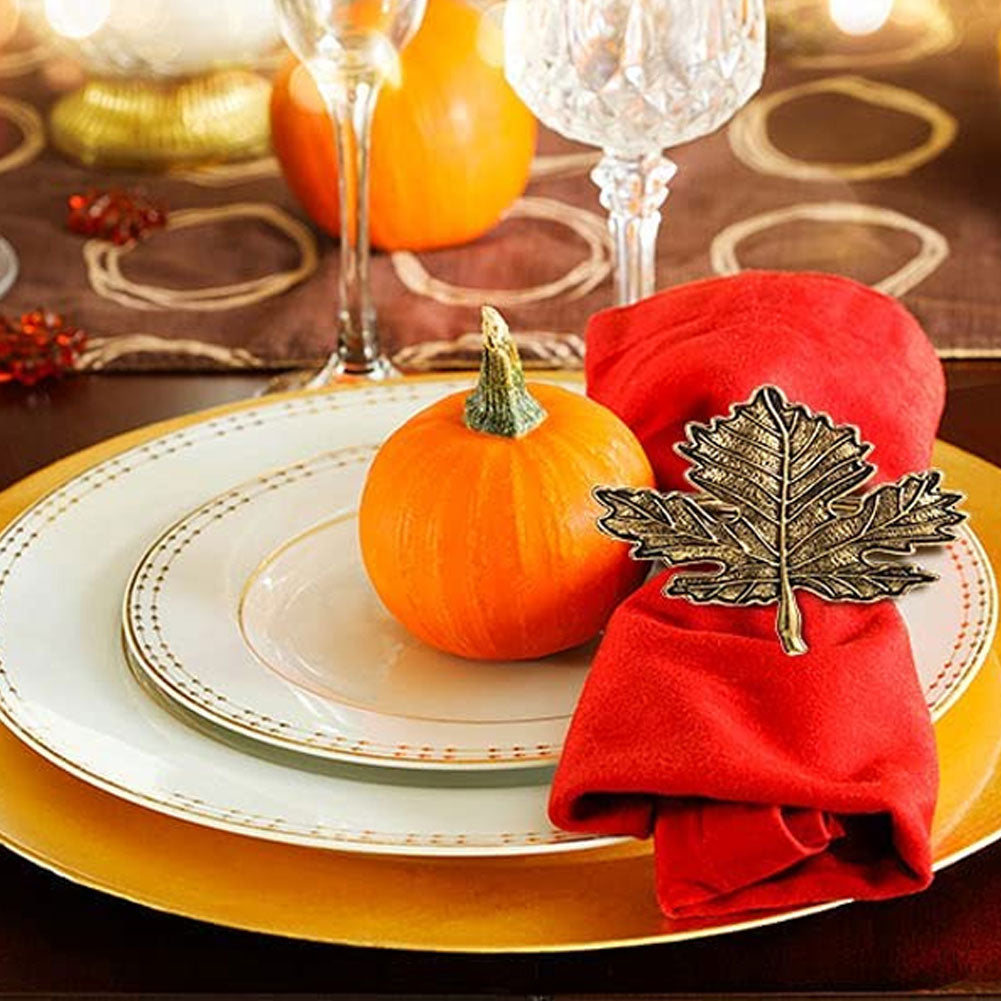Maple Leaf Retro Napkin Ring Set