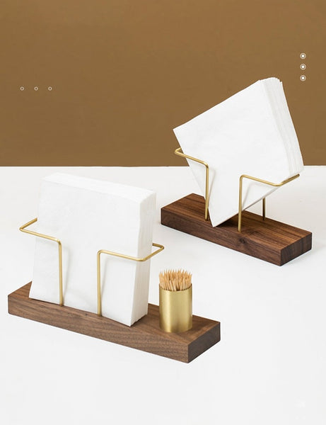 Servietten- und Zahnstocherhalter aus Holz.
